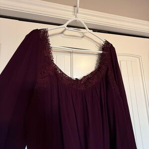 Free People Deep Purple Lace Detail Top